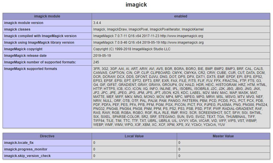 phpinfo image magick loaded